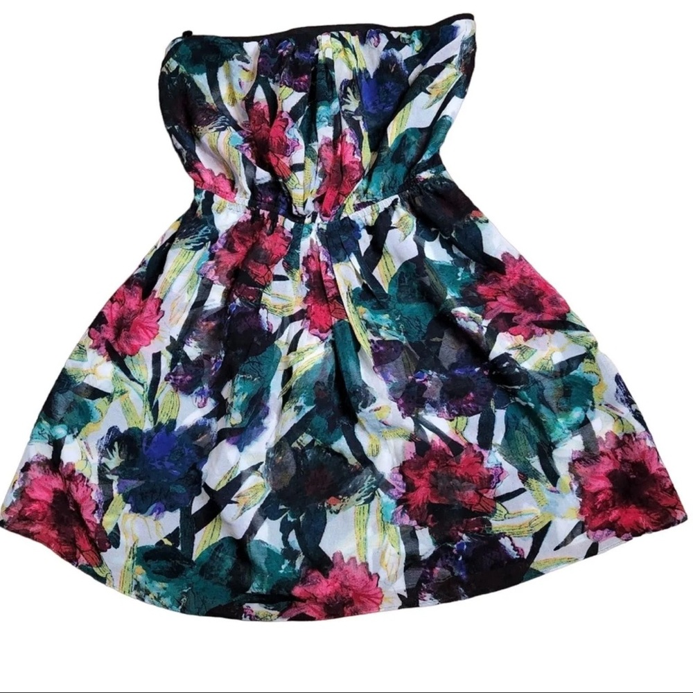 RACHEL Rachel Roy Multicolor Floral Strapless Dress